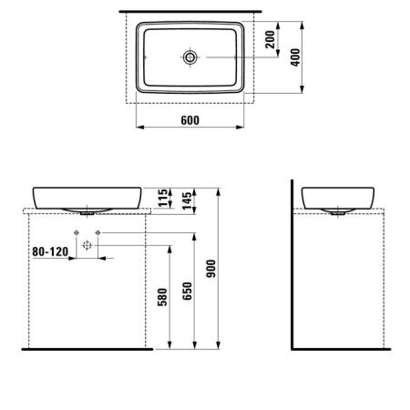Раковина накладная (60х40)  Laufen Pro 8.1695.2.000.112.1