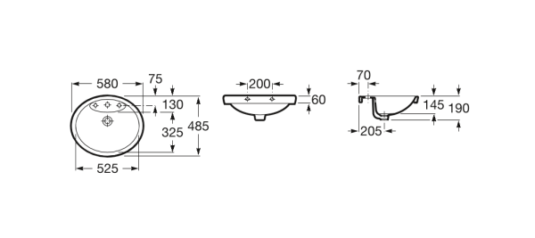 Раковина накладная (58х48) Roca Dama Senso 32751500N