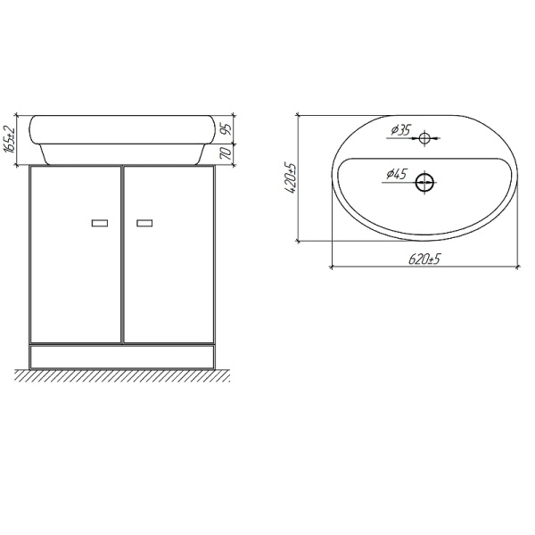 Тумба с раковиной 82,2 см Brevita Elche УТ000022432