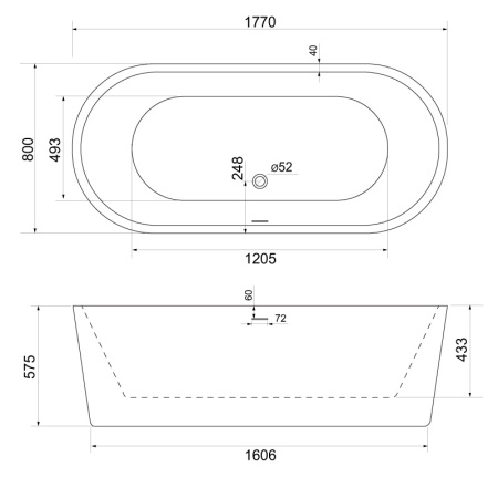 Акриловая ванна (177х80) BelBagno BB109-177-80