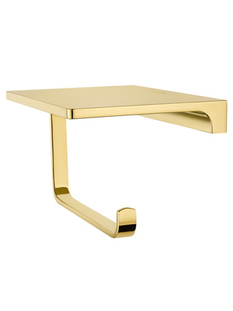 Держатель для туалетной бумаги с полкой WONZON & WOGHAND ECLIPSE, глянцевое золото WW-9126-LG