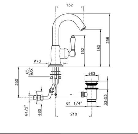 Смеситель для раковины Nicolazzi Cinquanta 3454CR75C