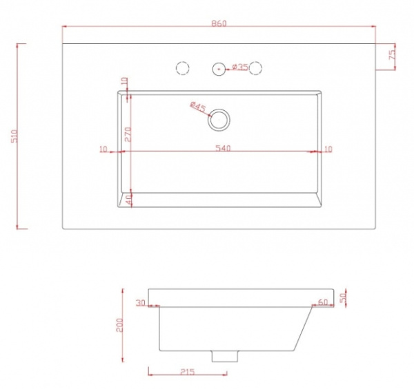 Раковина ArtCeram GAP 86 GPL003 01;00 (L2816)