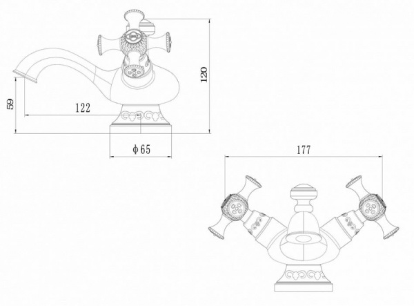 Смеситель для раковины, античная бронза Zorg A 6011U-BR