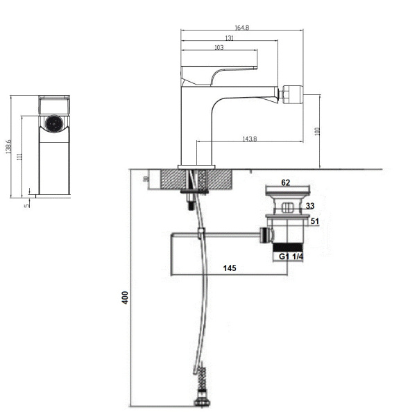 Смеситель для биде Villeroy & Boch Architectura Square TVB125001000K5