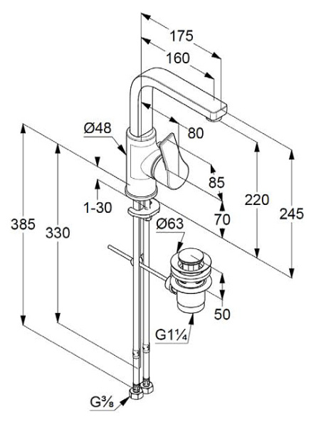 Смеситель для раковины Kludi Zenta SL 480273965