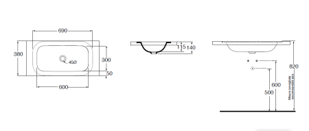 Раковина встраиваемый снизу Azzurra Glaze GLZ GLLT06938000BI (GLZ 69x38/SP bi)