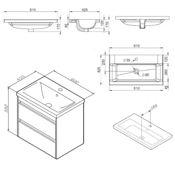 Тумба без раковины 60 см Am.Pm Pulse M91FHX0602WG белый