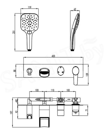 Душевая система Lemark Atlantiss для ванны и душа (LM3225C)