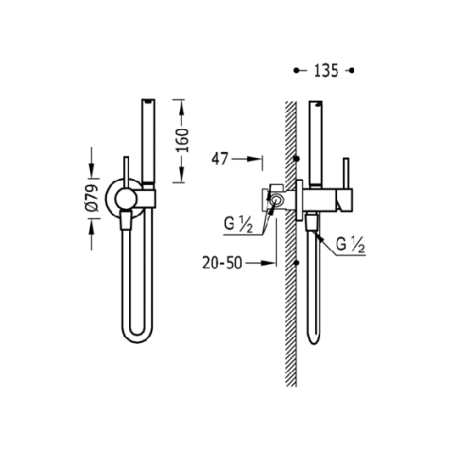 Гигиенический набор Tres Special tapware Max 134123 хром глянец