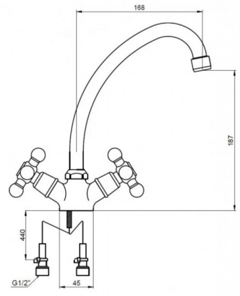 Смеситель для кухонной мойки  KAISER Carlson Lux (11062)