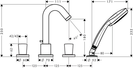 Смеситель для ванны HANSGROHE Logis 71314000