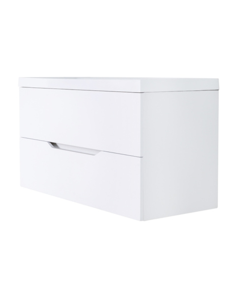 Тумба подвесная c раковиной Orange Line Li-100Tuw+RA100 белый матовый