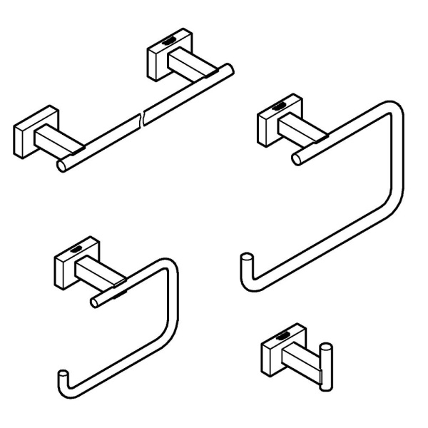 Набор аксессуаров Grohe Essentials Cube (4 предмета) 40778 001 (40778001) хром  Набор аксессуаров Grohe Essentials Cube (4 предмета) 40778 001 (40778001) хром
