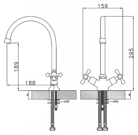 Смеситель для кухонной мойки Rossinka G (G02-72)