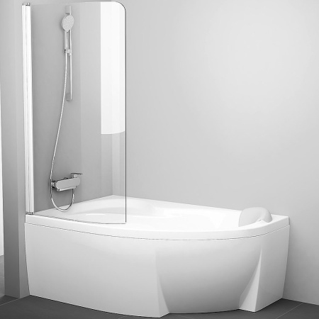 Шторка на ванну (85х150) Ravak Chrome CVSK1 Rosa 140/150 L 7QLM0100Y1 Transparent
