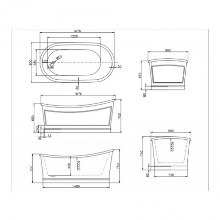 Акриловая ванна (167,6х90) BelBagno BB32-CF36