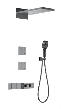 Душевая система с термостатом встраиваемая WONZON & WOGHAND, темный графит WW-D4538-A-BGG