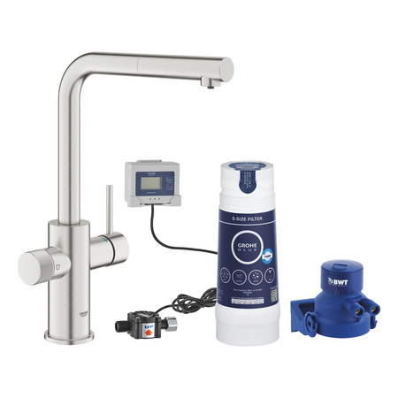 Стартовый комплект с фильтром S-Size и смесителем с выдвижным изливом GROHE Blue Pure Vento 30579DC0