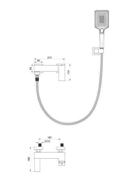 Смеситель для ванны с душем WONZON & WOGHAND CUBE, хром WW-88639016-CR Смеситель для ванны с душем WONZON & WOGHAND CUBE, хром WW-88639016-CR
