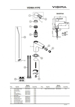 Смеситель для биде Vidima Hype BA397AA