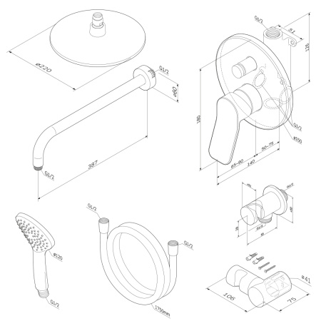 Душевой комплект Am.Pm X-Joy FB85A1RH02