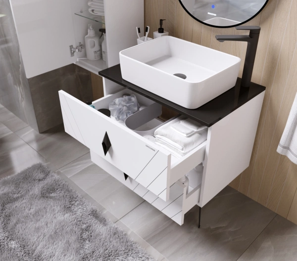 Тумба подвесная Grossman ВИВА-70 см 107012 с 2-я ящиками белый глянец