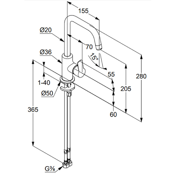 Смеситель для раковины Kludi Pure&Easy 370240565