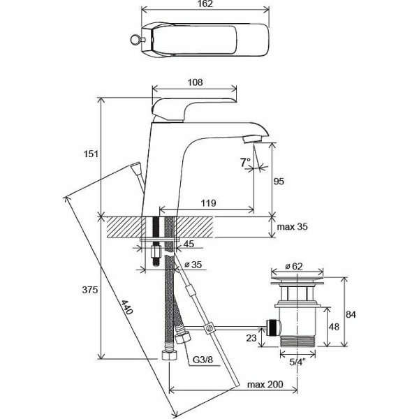 Смеситель для раковины Ravak Flat FL 013.00 X070117