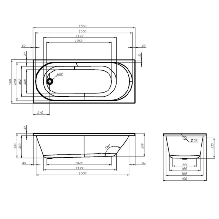 Акриловая ванна (165х70) AM.PM X-Joy W94A-165-070W-A белый