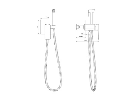 Смеситель с гигиеническим душем встраиваемый WONZON & WOGHAND EDGE, черный матовый WW-88829003-MB
