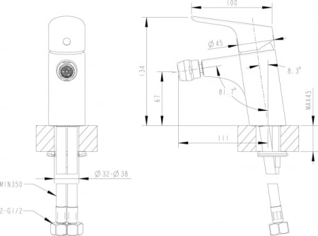 Смеситель для биде Bravat Drop F34898C