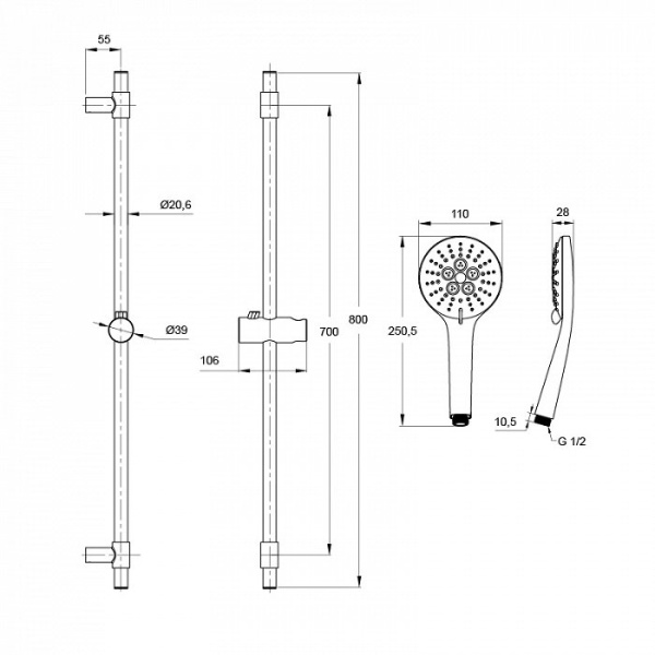 Душевой гарнитур IDDIS Torr (TOR3F00i16)