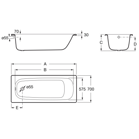 Ванна стальная Roca Contesa (100x70) 212D07001