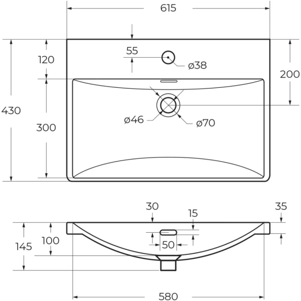 Раковина полувстраиваемая BelBagno BB-8076-3-60