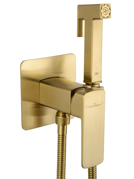 Смеситель с гигиеническим душем встраиваемый WONZON & WOGHAND EDGE, брашированное золото WW-88829003-BG
