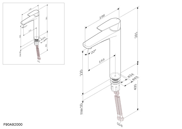 Смеситель для раковины Am.Pm Gem F90A92000 Смеситель для раковины Am.Pm Gem F90A92000