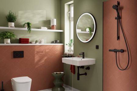 Смеситель для раковины с донным клапаном CoolStart Hansgrohe Vernis Blend 71585670 черный матовый