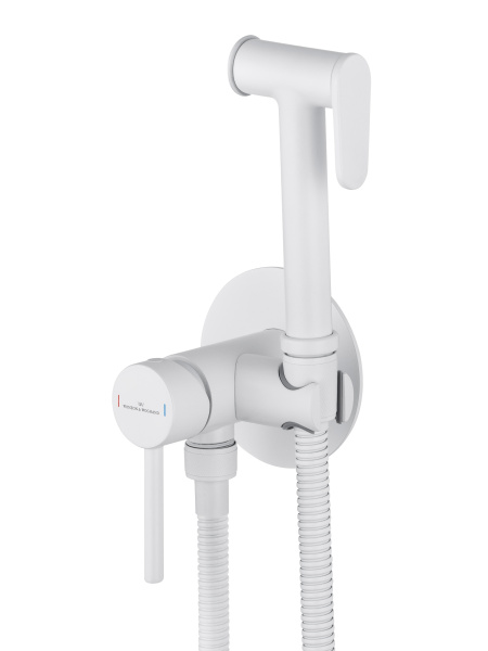 Смеситель с гигиеническим душем встраиваемый WONZON & WOGHAND STICK, белый матовый WW-88829902-MW
