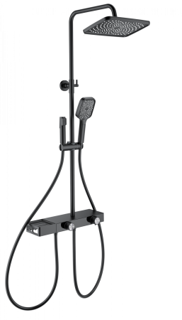Душевая система с термостатом WONZON & WOGHAND Shelf, черный матовый WW-B4161-MB