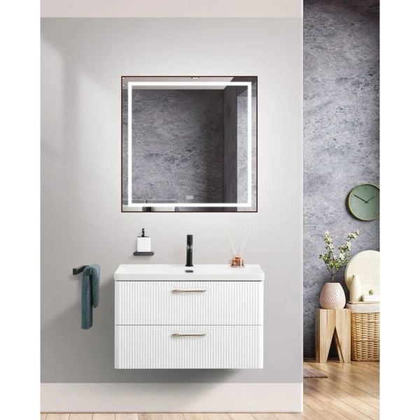 Тумба под раковину BelBagno Due DUE-800-2C-SO-BL-P без ручек, Bianco Lucido