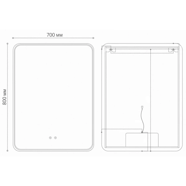 Зеркало (70х80) Grossman ELEGANS-норма BLACK 1770802 LED с сенсорным выключателем и подогревом