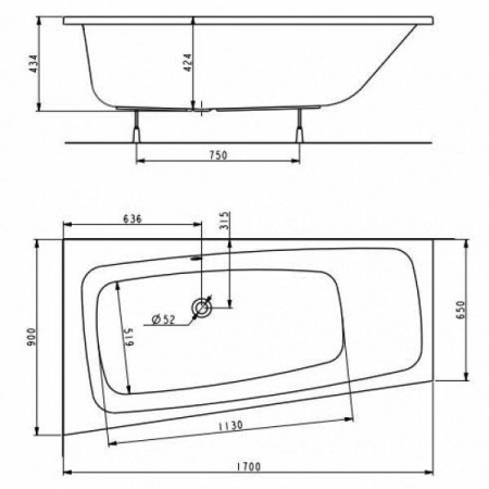 Ванна асимметричная Kolo Split (левая) XWA1671000
