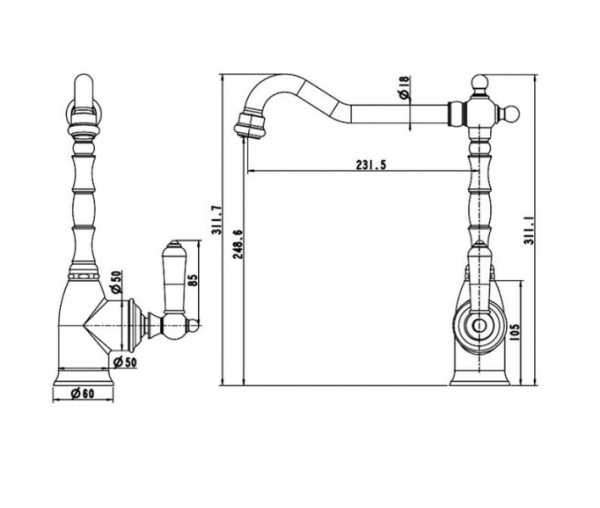 Смеситель для кухни Bravat ART F775109Co