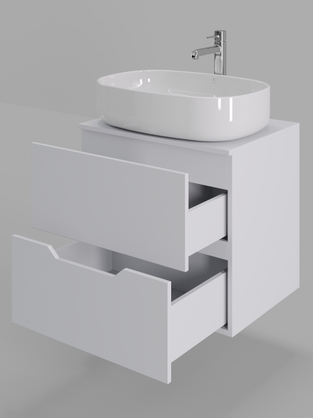 Тумба с раковиной подвесная 60 см Orange Line Li-60TuwMDF+B08-600W белый