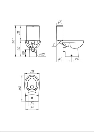 Унитаз напольный безободковый Cersanit NATURE Clean On 011 3/5 DPL EO S-KO-NTR011-3/5-COn-DL-w