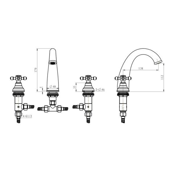 Смеситель для раковины Boheme Tradizionale Chromo 277 Смеситель для раковины Boheme Tradizionale Chromo 277