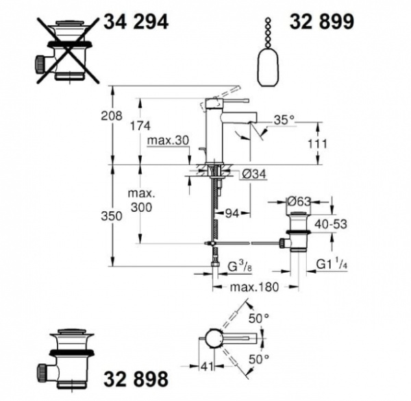 Смеситель однорычажный для раковины DN 15, Grohe Essence New 32898 001 (32898001) хром Смеситель однорычажный для раковины DN 15, Grohe Essence New 32898 001 (32898001) хром