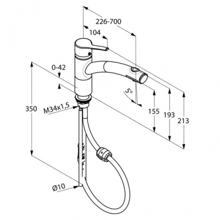 Смеситель для кухни с выдвижным изливом Kludi Trendo 335810575