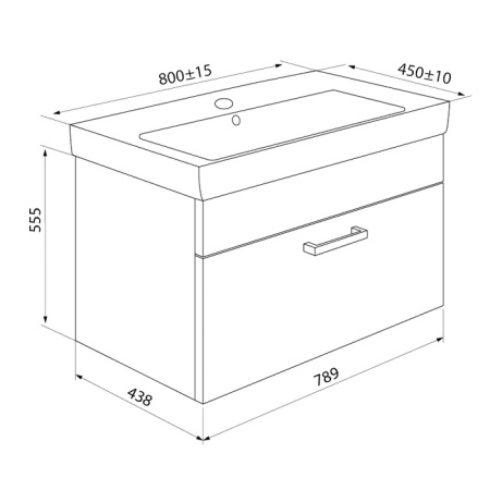 Тумба с умывальником, IDDIS Mirro MIR80W0i95K, белый